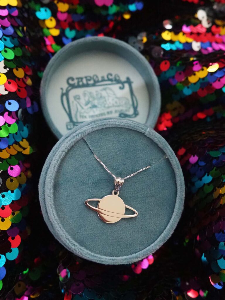 Exquisite 'Love You to the...' Saturn Pendant by Capo & Co.
